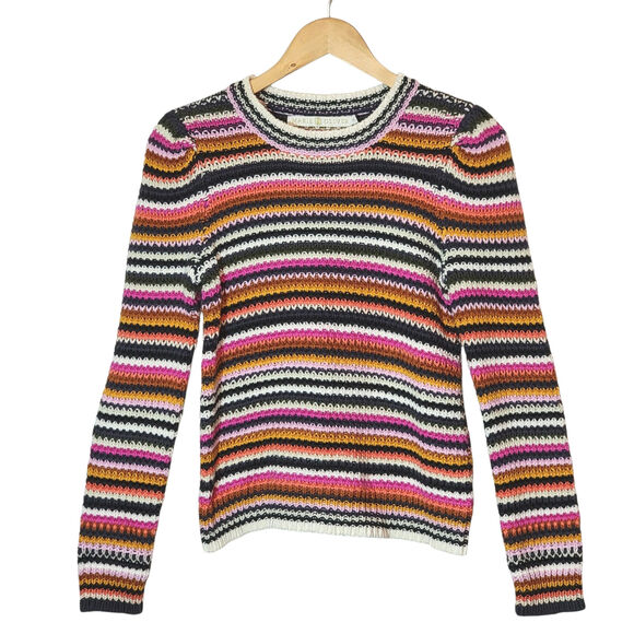 Marie Oliver Miley Rainbow Stripe Sweater Colorful Pullover Preppy Knit Size XS - Picture 13 of 13